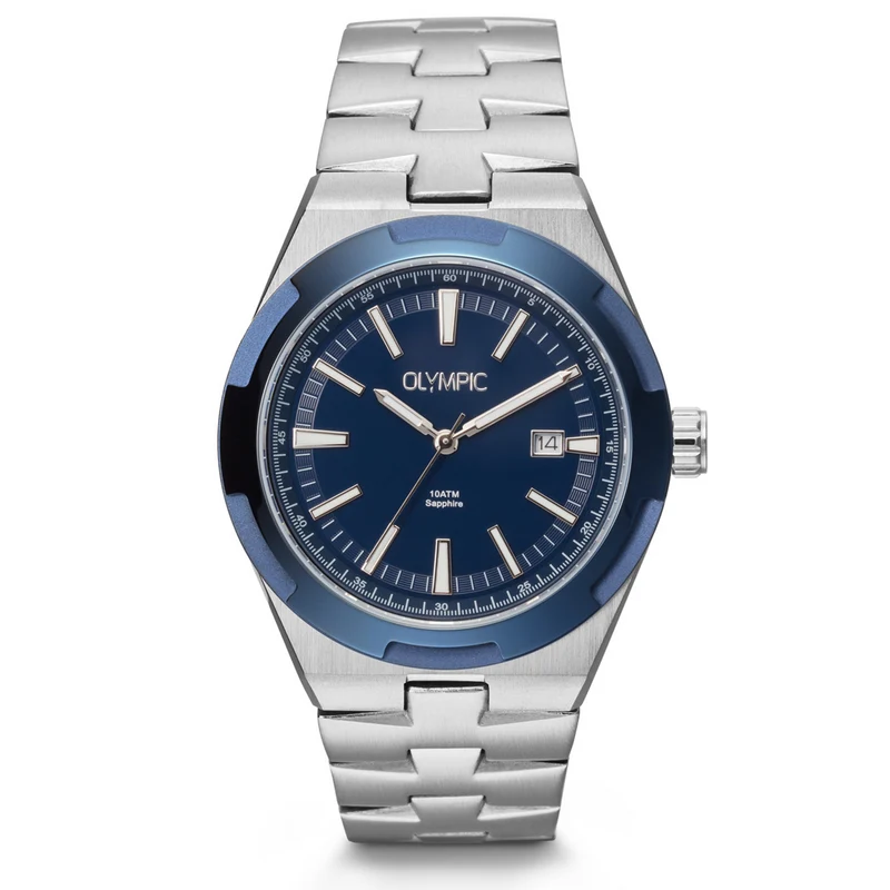 Olympic Legacy Silberne Und Blaue Herrenuhr OL75HSS005