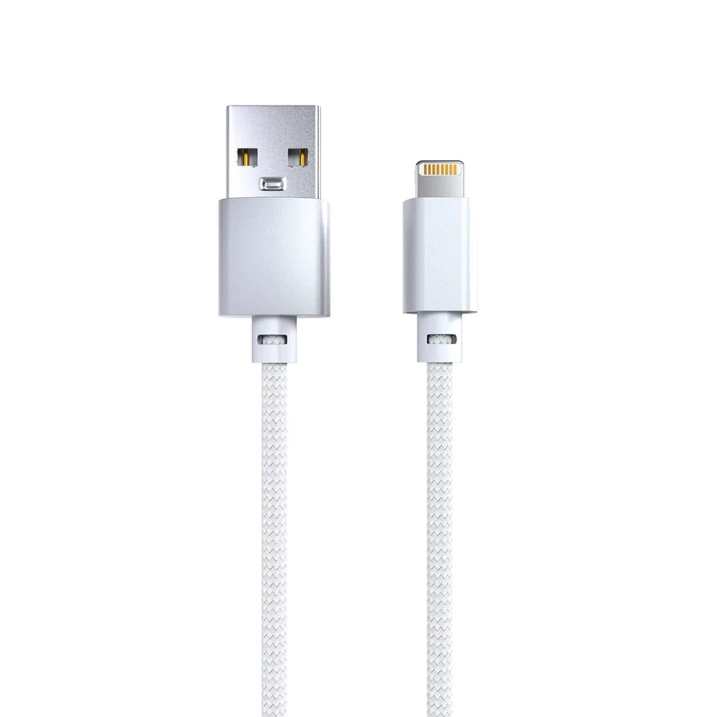 Laser 2m (2-pack) MFi Lightning to USB-A Cable Nylon (Silver/Black)