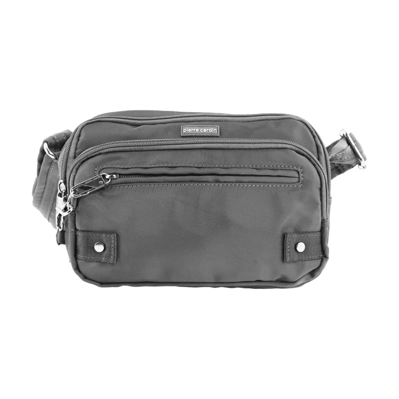 Pierre Cardin Nylon Anti-Theft Cross Body Bag Locking Strap RFID Blocking Grey