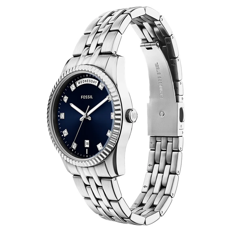 Fossil Scarlette Round Blue Dial Watch ES5457