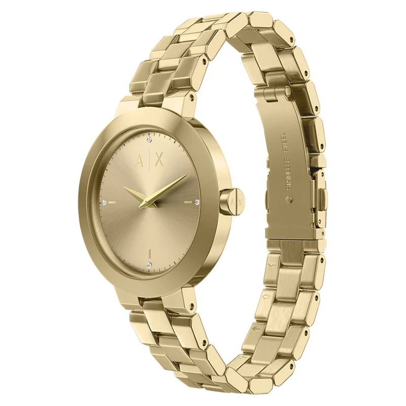 Armani Exchange Round Gold Watch with Gold Bracelet AX7177SET