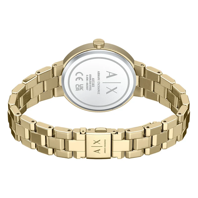 Armani Exchange Round Gold Watch with Gold Bracelet AX7177SET
