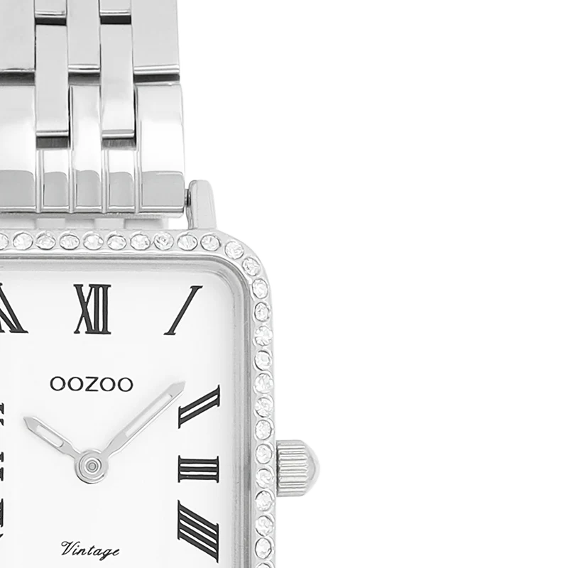 OOZOO Vintage Silberne Und Weiße Damenuhr C20413