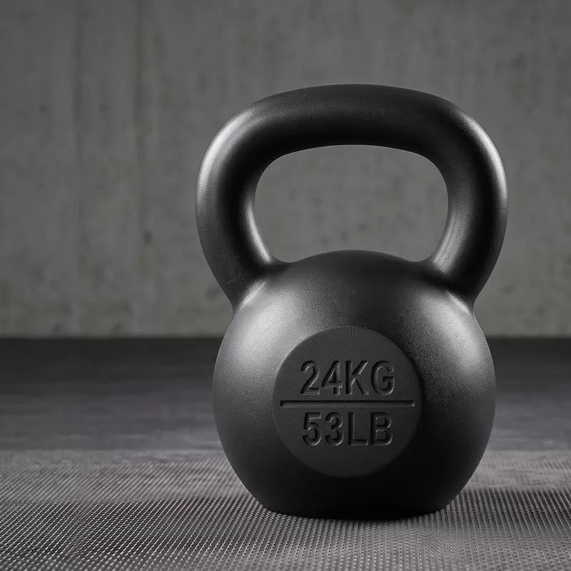 Everfit 24kg Cast Iron Kettlebell Powder Coating Flat Bottom Home Gym