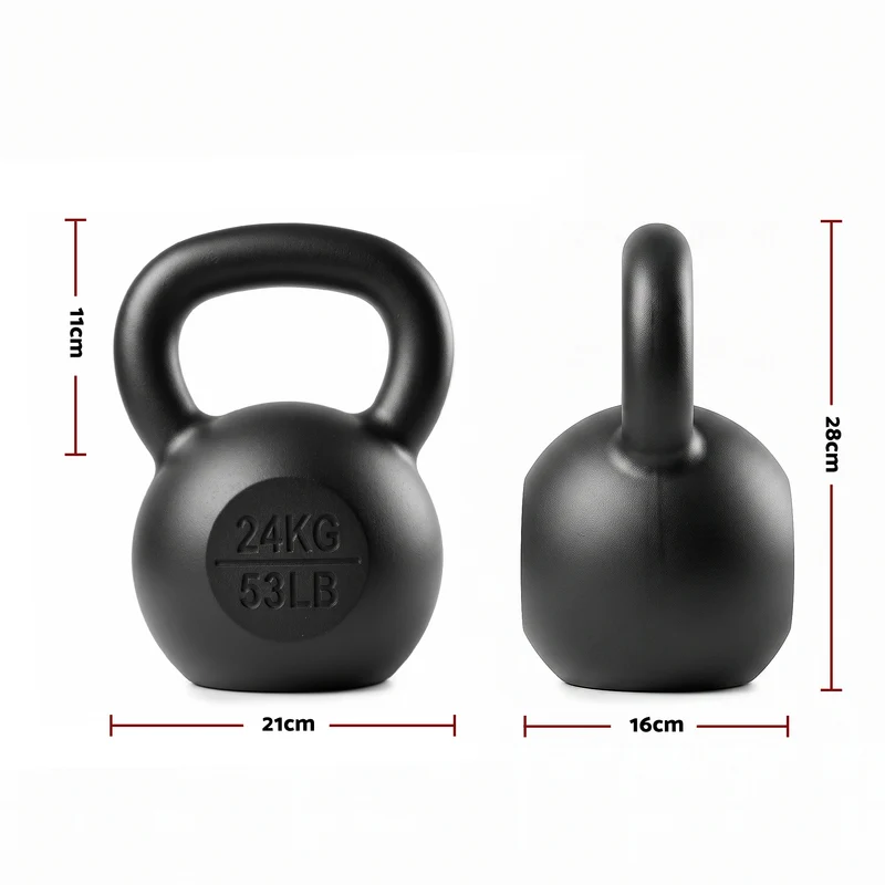 Everfit 24kg Cast Iron Kettlebell Powder Coating Flat Bottom Home Gym