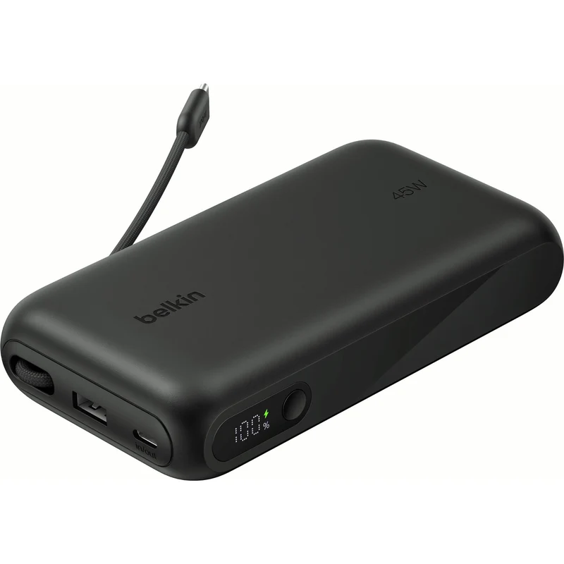 Belkin UltraCharge 20K 45W Power Bank with Integrated Cable and Display (Black)