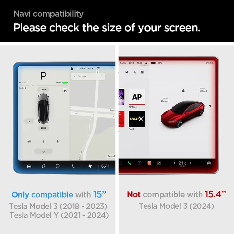 Spigen Tesla Model 3 Y (2017-2024) EZ Fit GLAS.tR Anti-Glare (Refill) 1PC Glass Screen Protector 15" (Clear)
