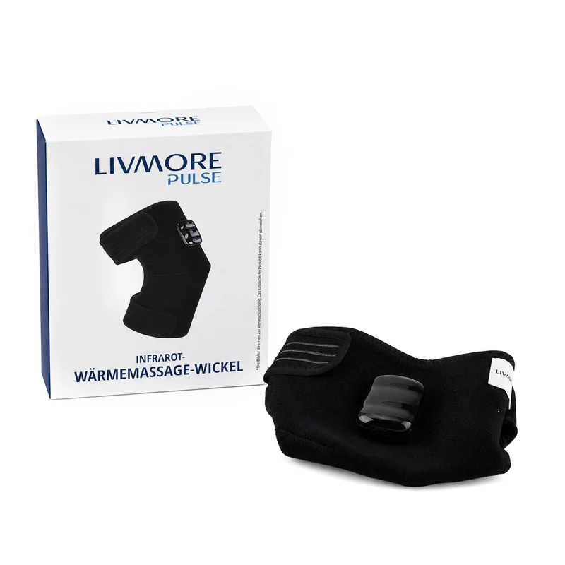 LIVMORE Infrarot-Wärme- und Vibrations-Massagewickel, Schulter/Knie/Ellbogen, wiederaufladbarer Akku mit 2500 mAh, 34x47cm, Schwarz