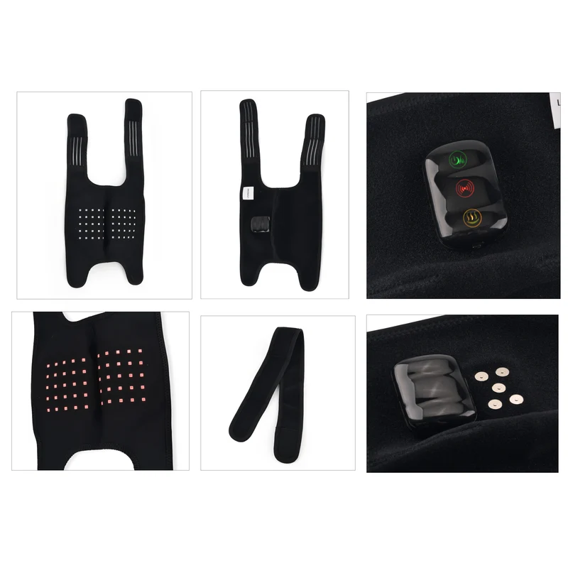 LIVMORE Infrarot-Wärme- und Vibrations-Massagewickel, Schulter/Knie/Ellbogen, wiederaufladbarer Akku mit 2500 mAh, 34x47cm, Schwarz