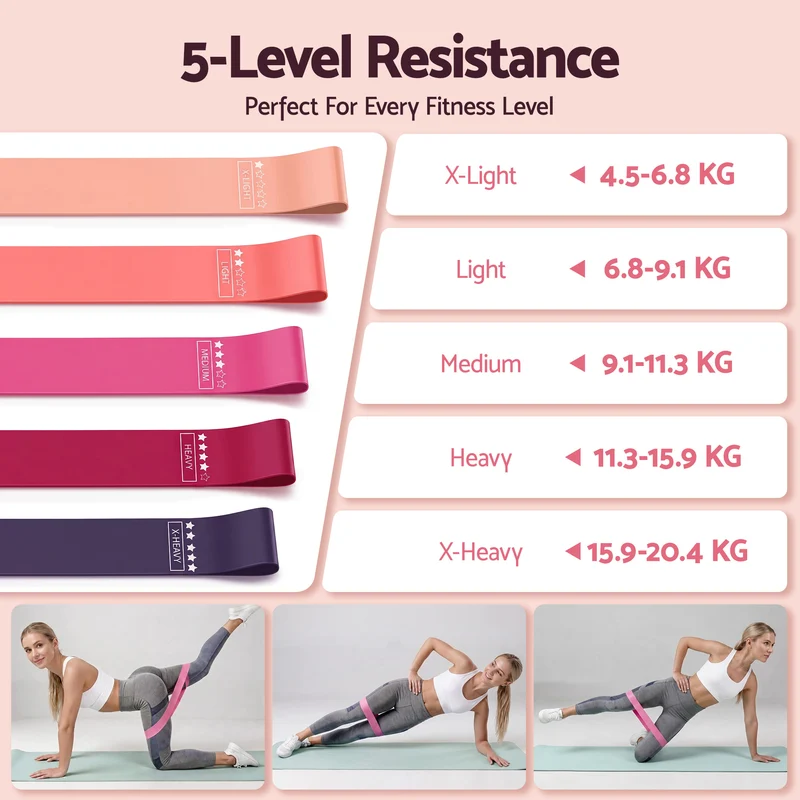 Everfit Pilates Ring Set for Women, 15pcs Home Workout Pilates Equipment Pink