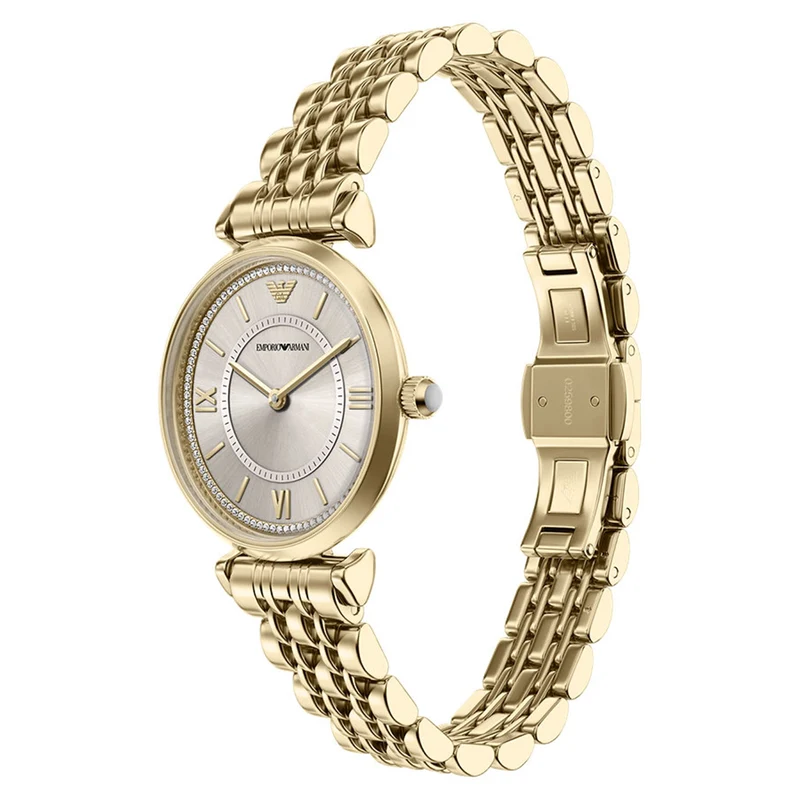 Emporio Armani Round Gold Dial Watch AR11766