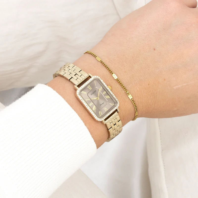 OOZOO Vintage Damenuhr In Gold Und Taupe C20415
