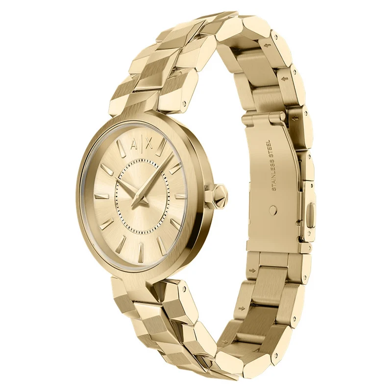 Armani Exchange Audora Round Gold Dial Watch AX4407