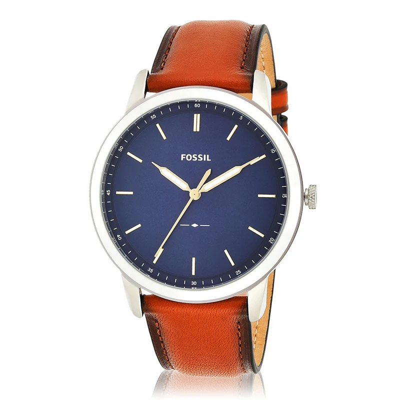 Fossil The Minimalist Silberne Und Blaue Herrenuhr FS5304