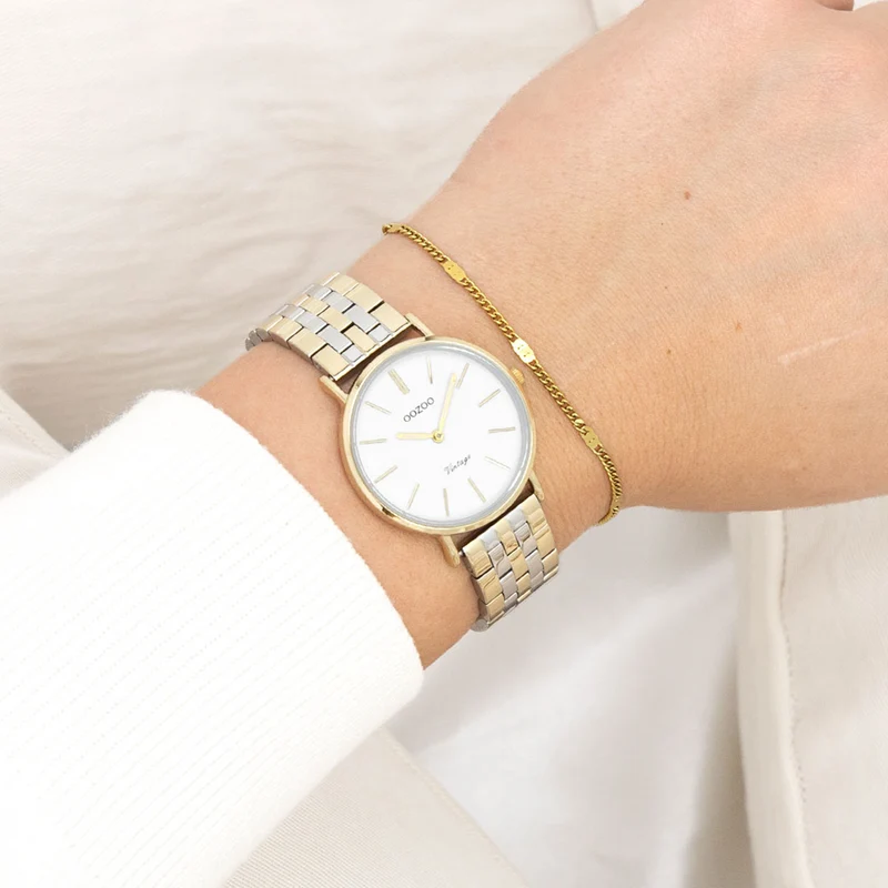 OOZOO Vintage Damenuhr In Gold Und Weiß C20407
