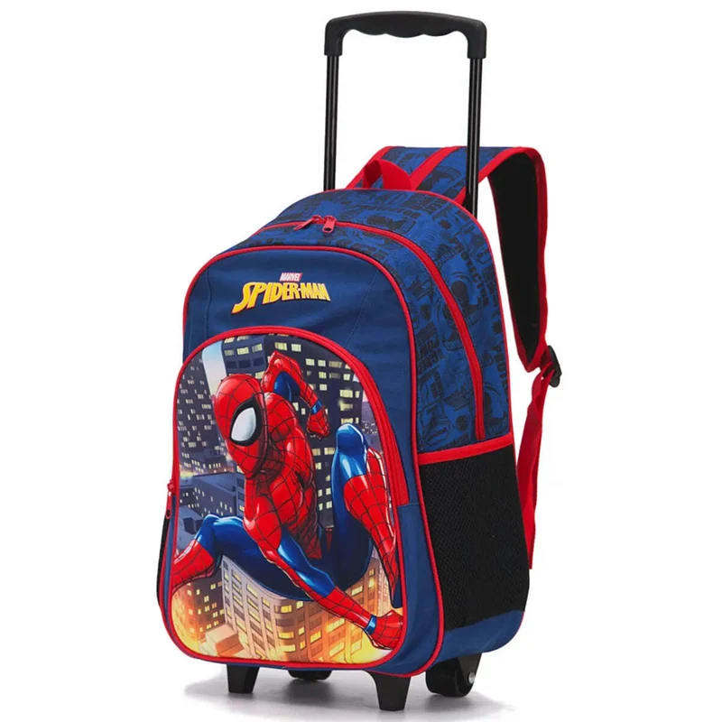 Marvel Spiderman Kids 17" Wheeled Backpack with 3D Front Panel - Blue