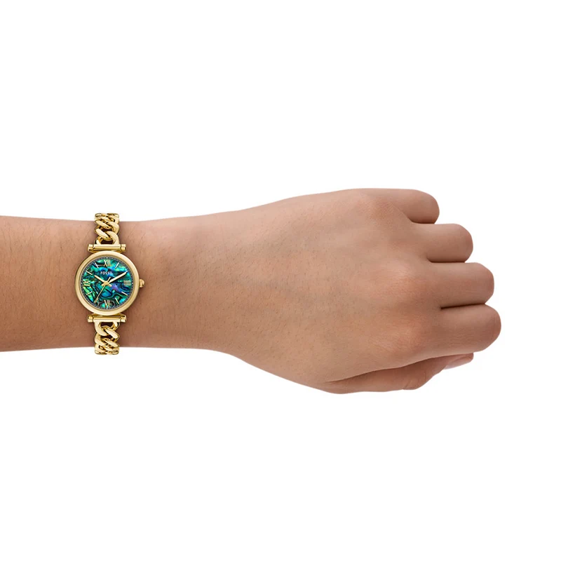 Fossil Carlie Damenuhr Aus Gold Und Schwarzen Perlen ES5416