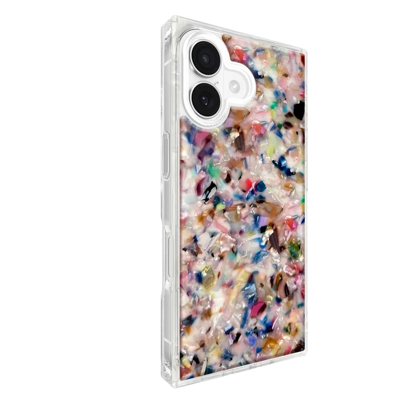Flaunt Square Rainbow Confetti Tortoise Shell for iPhone 17