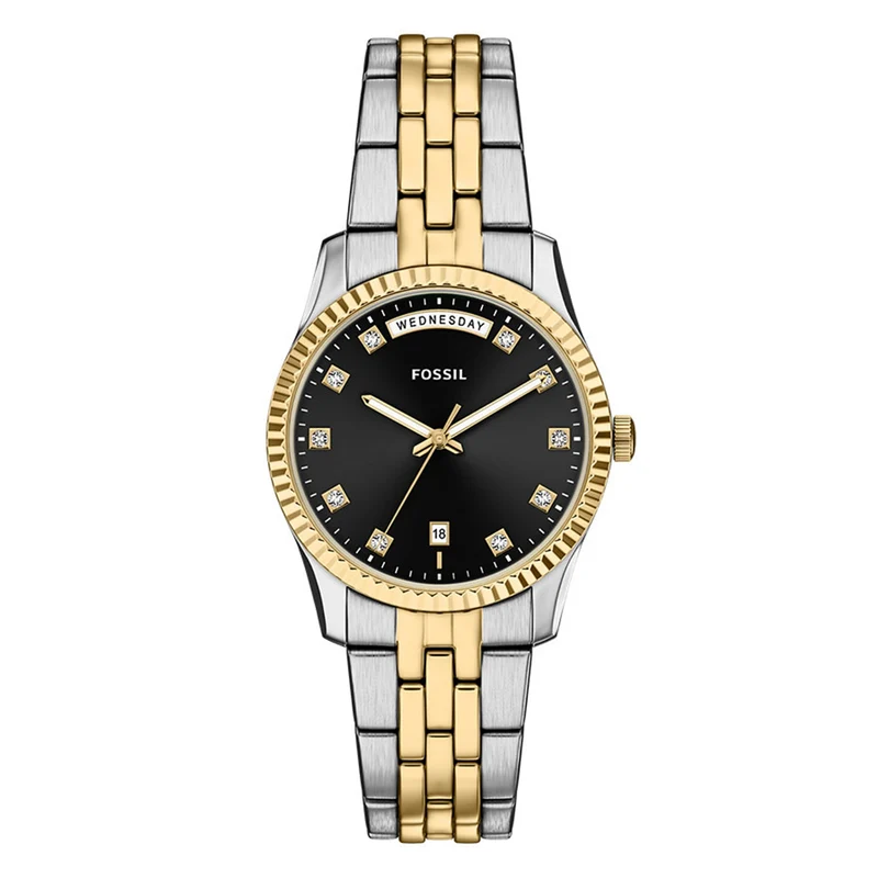Fossil Scarlette Round Black Dial Watch ES5458