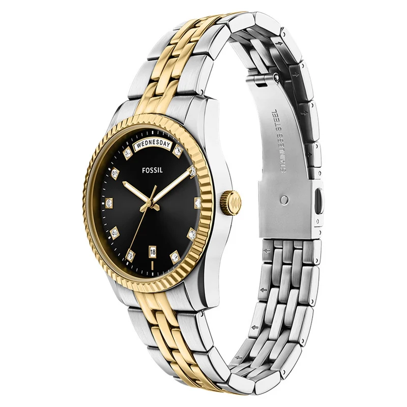 Fossil Scarlette Round Black Dial Watch ES5458