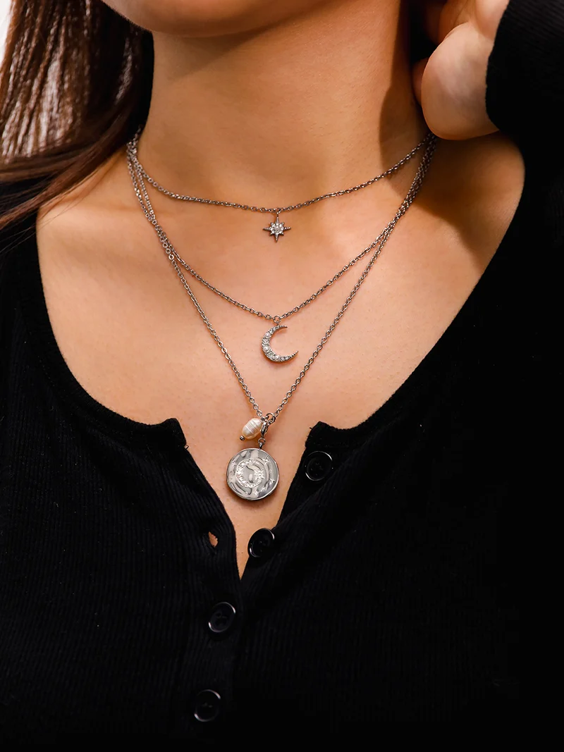 Moon Phase N Star Double Layer Kette