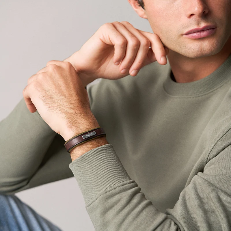 Fossil Everett Leather Men's Bracelet JA7315998
