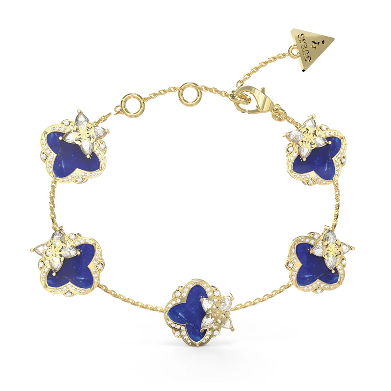 Guess Wild Flower Gold and Blue Bracelet JUBB05494JWYGBLS