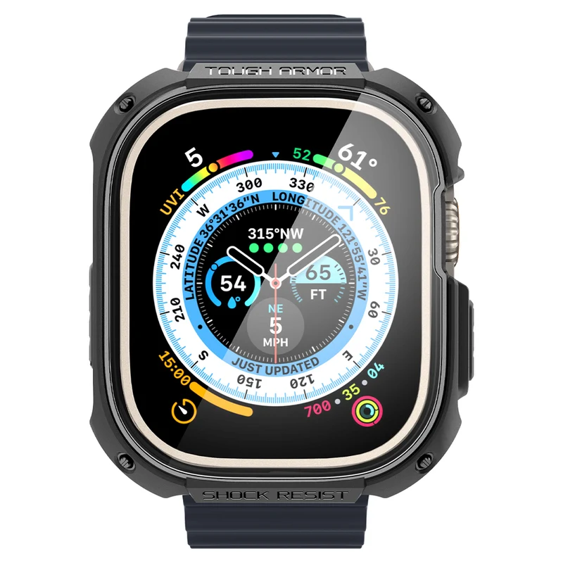 Spigen Apple Watch Ultra 4/3/2/1 49mm Tough Armor Screen Protector Case (Black)
