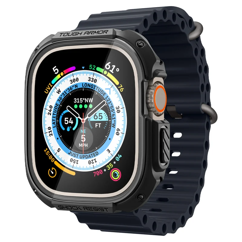 Spigen Apple Watch Ultra 4/3/2/1 49mm Tough Armor Screen Protector Case (Black)