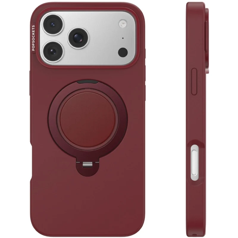 PopSockets Low-Pro MagSafe Protective Case with Built-in Grip Stand for iPhone 18 Pro Max (Burgundy)