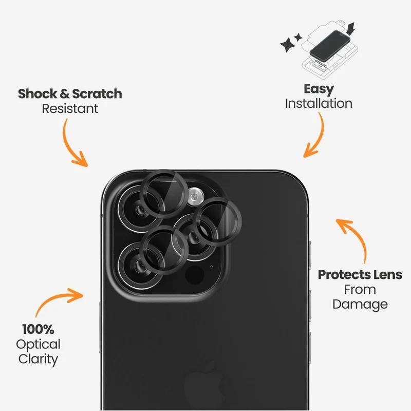 EFM Camera Lens Screen Armour for iPhone 16 Pro/16 Pro Max (Carbon)