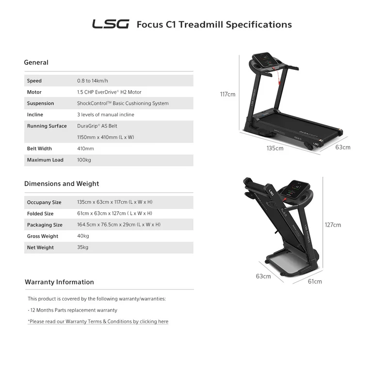 LSG Fitness Focus C1 Treadmill