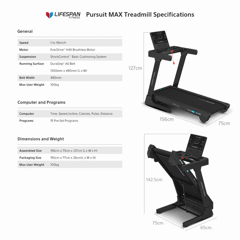 Lifespan Fitness Pursuit MAX Treadmill
