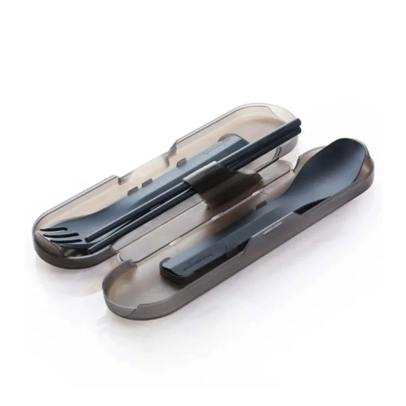 Humangear GoBites Quattro Travel Cutlery Set inc Chopsticks and Toothpick - Grey