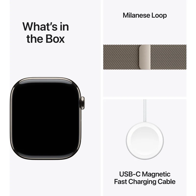 Apple Watch Series 11 46mm Natural Titanium Case GPS + Cellular Natural Milanese Loop (S/M)