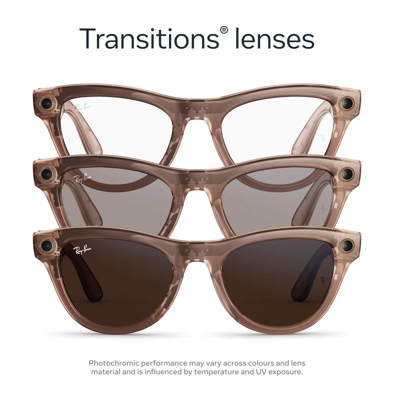 Ray-Ban | Meta Skyler Gen 2 AI Glasses (Shiny Transparent Peach/Transitions Brown)