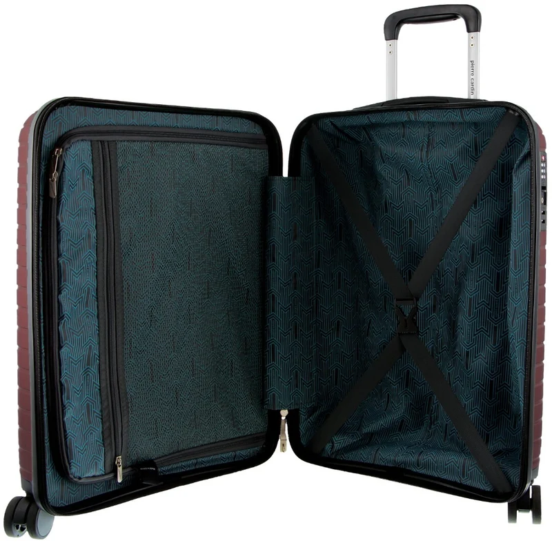 Pierre Cardin x Milleni 3-Piece Hardshell Super Light Luggage Bags Travel Suitcase - Burgundy/White