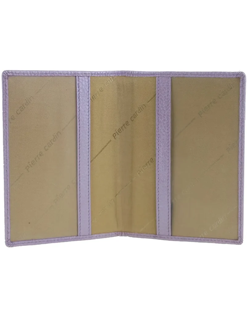 Pierre Cardin Leather Passport Travel Wallet Cover in Metallic Lilac