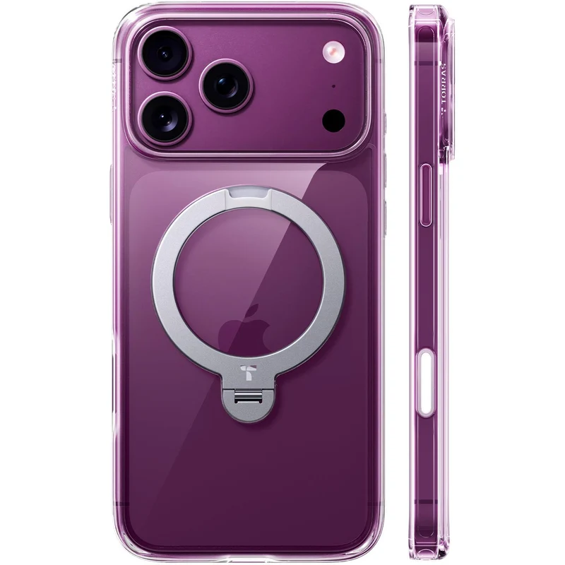 Torras Ostand Q3 Spin Case for iPhone 18 Pro Max (Clear)