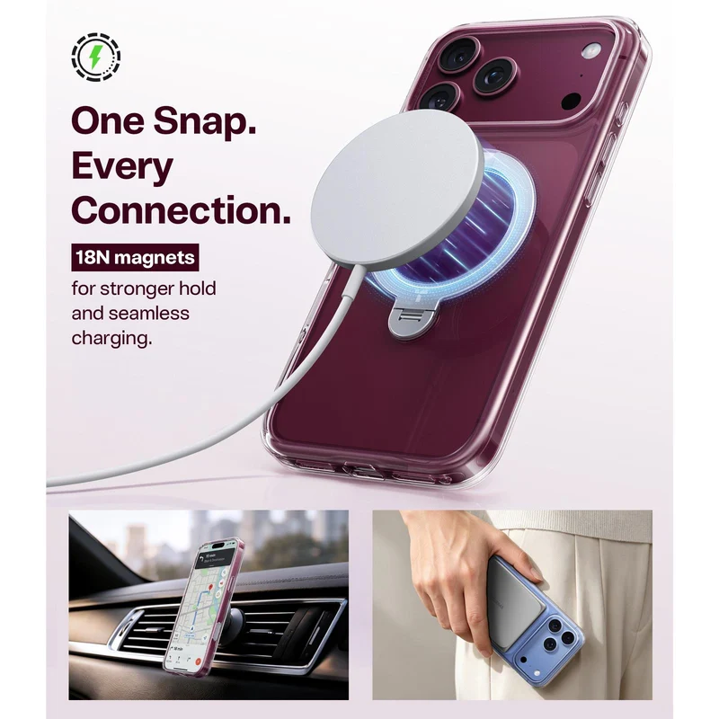 Torras Ostand Q3 Spin Case for iPhone 18 Pro (Clear)