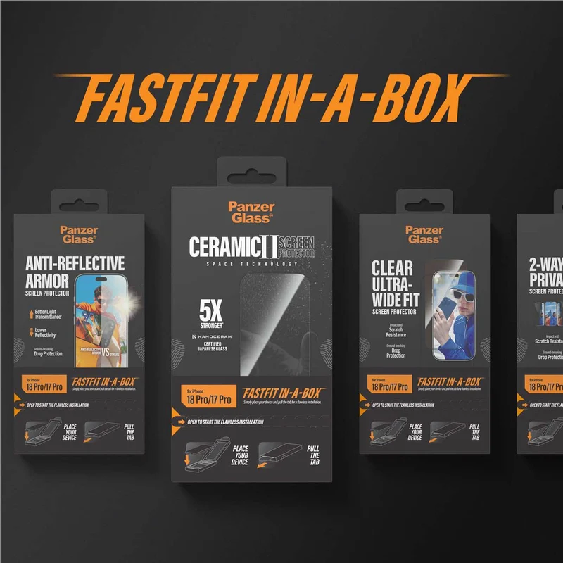 PanzerGlass Platinum Screen Protector for iPhone 18 Pro/17 Pro with FASTFIT IN-A-BOX