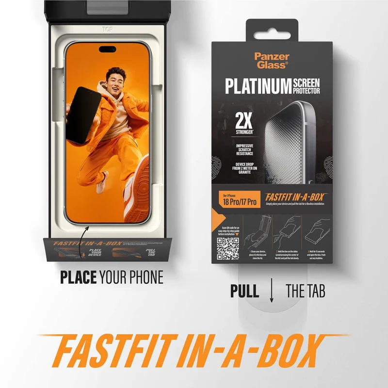 PanzerGlass Platinum Screen Protector for iPhone 18 Pro/17 Pro with FASTFIT IN-A-BOX