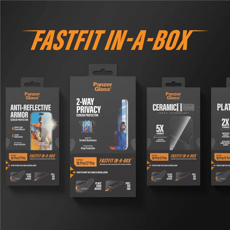 PanzerGlass Screen Protector for iPhone 18 Pro/17 Pro with FASTFIT IN-A-BOX