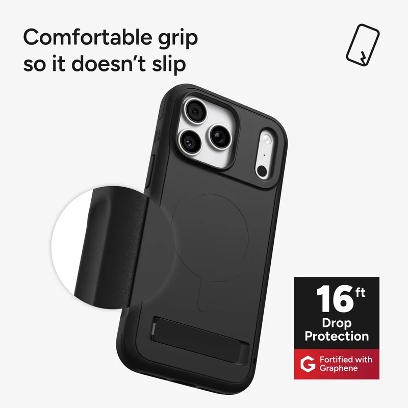 ZAGG Sedona Snap KickStand Case for iPhone 18 Pro Max/17 Pro Max (Black)