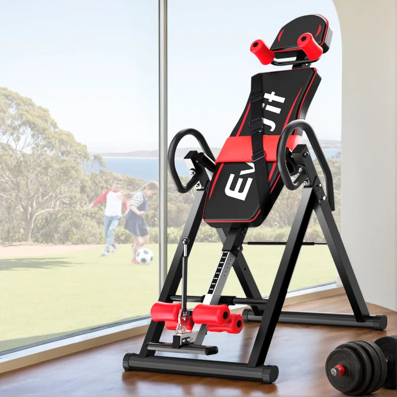 Everfit Inversion Table Gravity Exercise Inverter Back Stretcher Home Gym Black