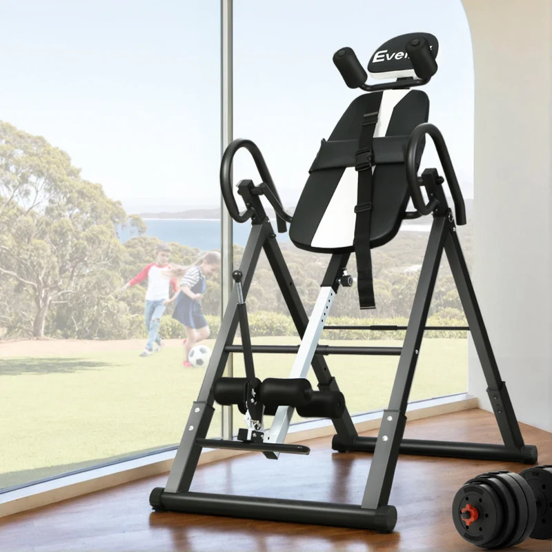 Everfit Inversion Table Gravity Exercise Inverter Back Stretcher Home Gym Grey