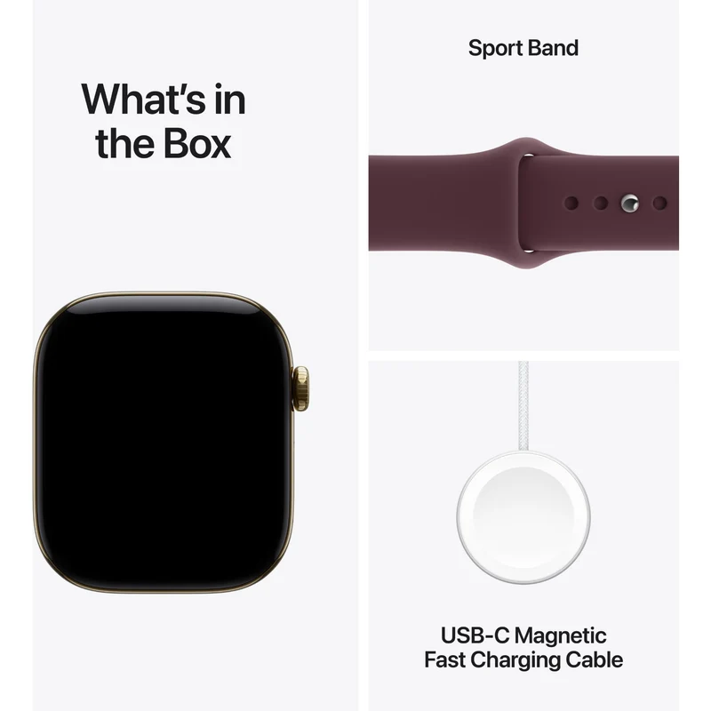 Apple Watch Series 12 46mm Radiant Gold Titanium Case GPS + Cellular Sport Band (M/L) [Burgundy]