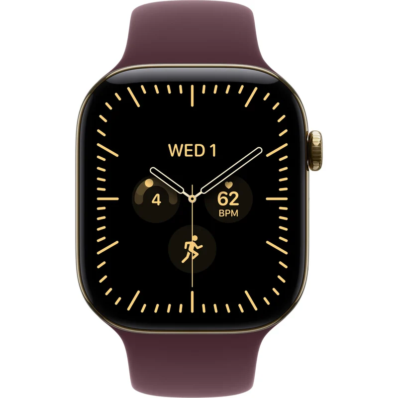 Apple Watch Series 12 46mm Radiant Gold Titanium Case GPS + Cellular Sport Band (S/M) [Burgundy]