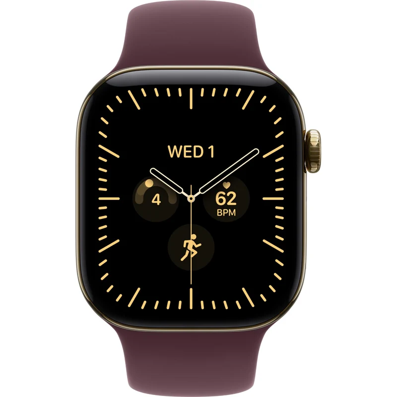 Apple Watch Series 12 42mm Radiant Gold Titanium Case GPS + Cellular Sport Band (M/L) [Burgundy]