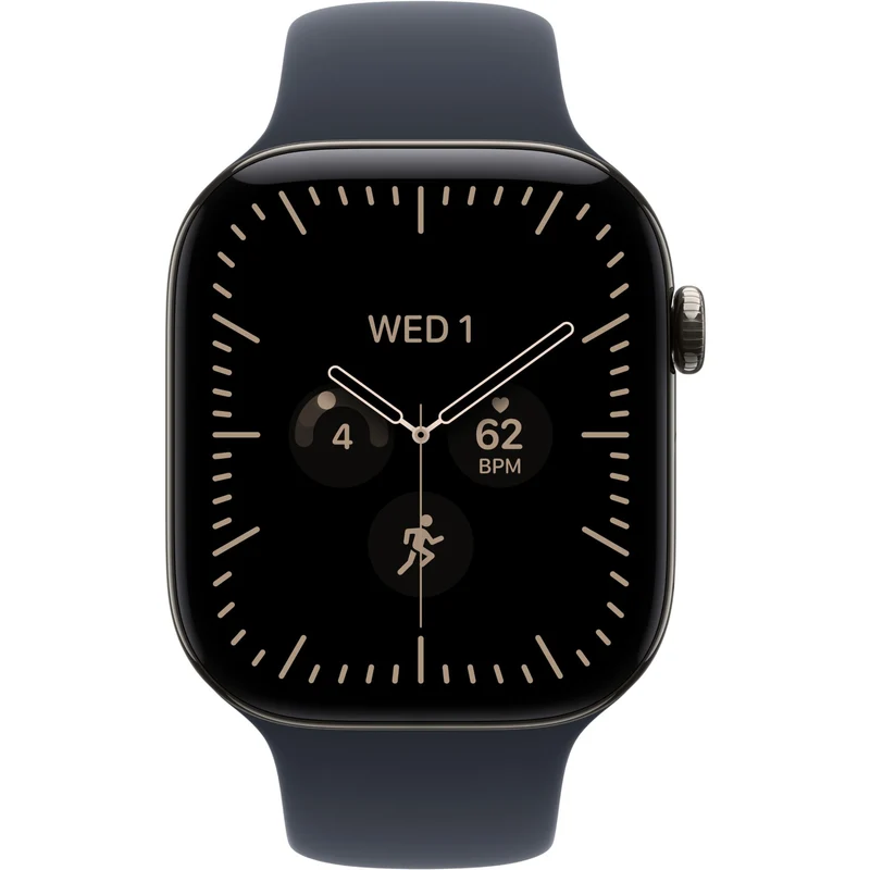 Apple Watch Series 12 42mm Natural Titanium Case GPS + Cellular Sport Band (S/M) [Navy Blue]